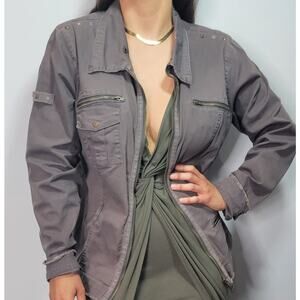 RARE!!! VINTAGE DA NANG MILITARY JACKET GRAY EMBROIDERED ZIPPERED MED SURPLUS